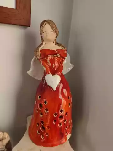 anioł ceramiczne lampion