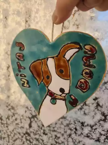 serce ceramiczne z pieskiem