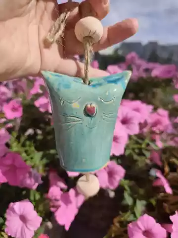 Dzwonek ceramiczny kotek