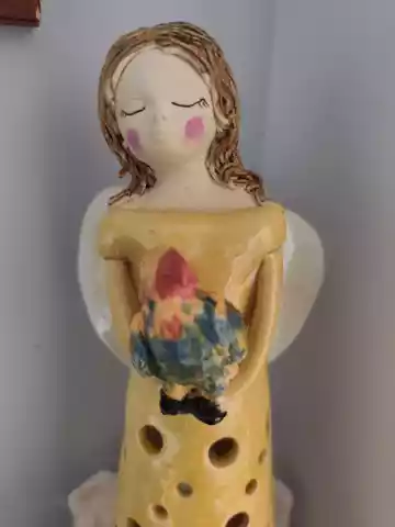 anioł ceramiczny lampion